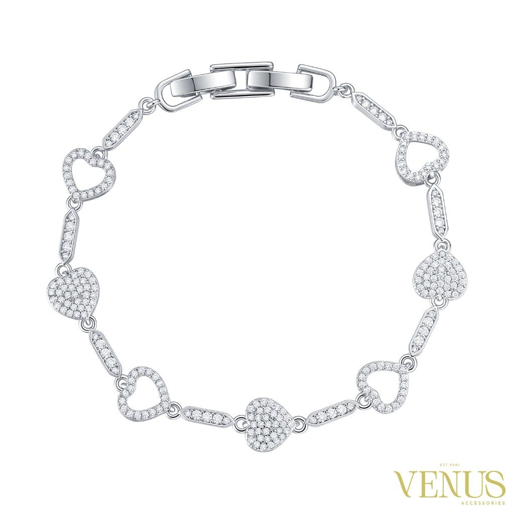 Silver Double Chain Crystal Bead Bracelet
