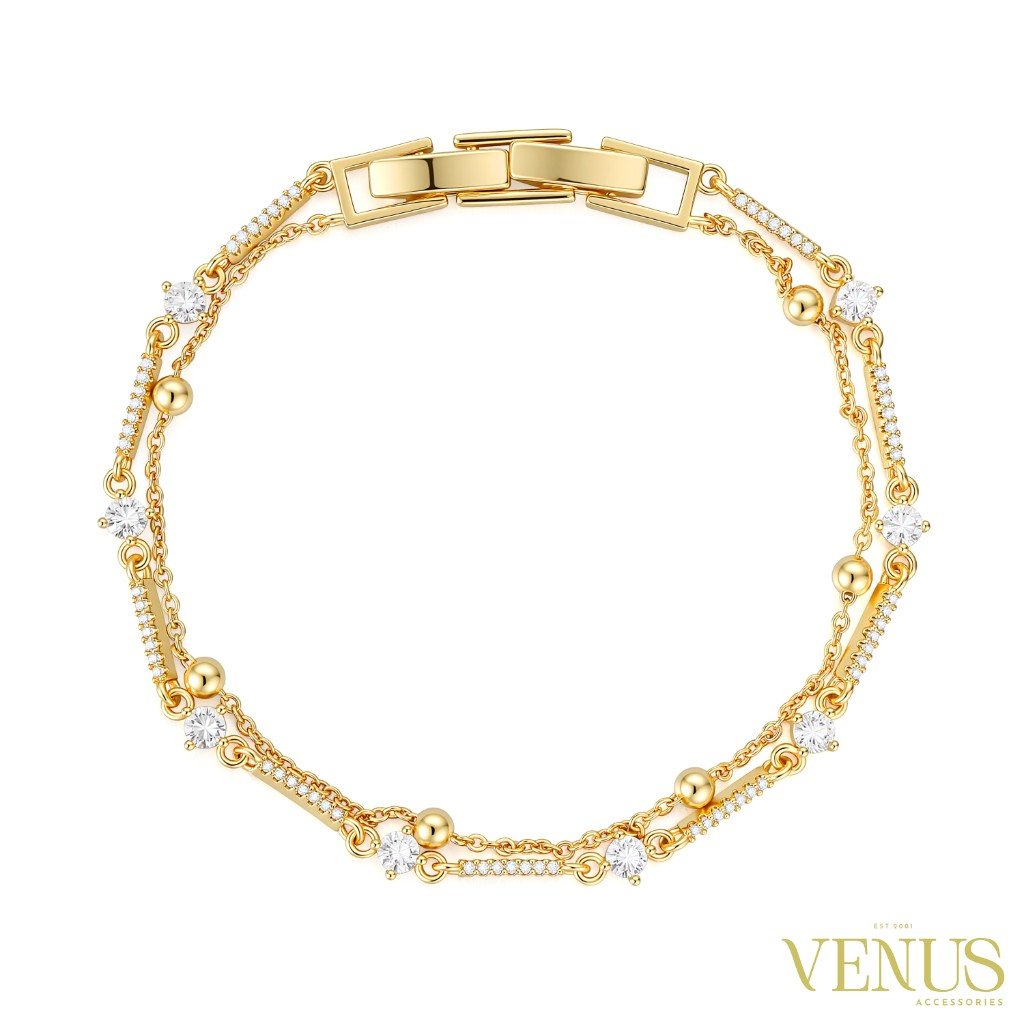 Golden Oval Crystal Tennis Style Bracelet