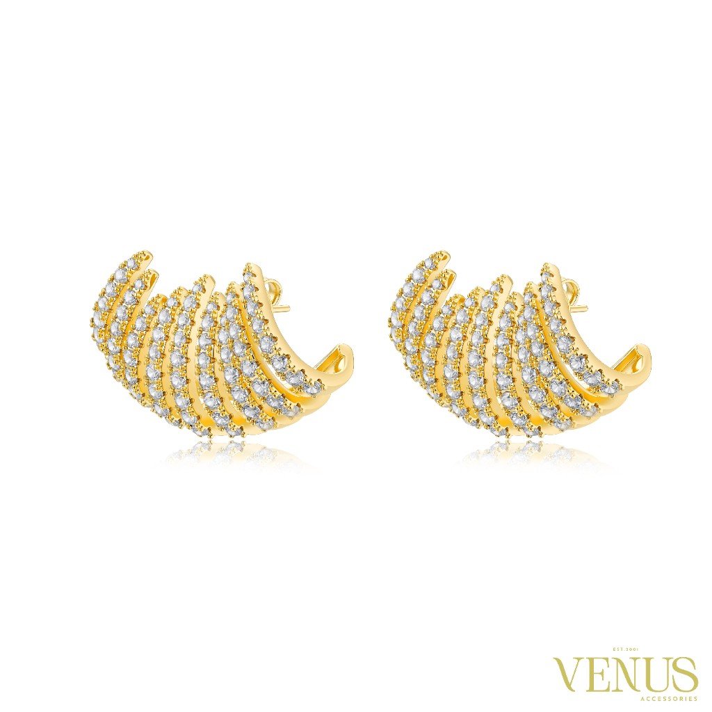 Crystal Fan Hoop Earrings