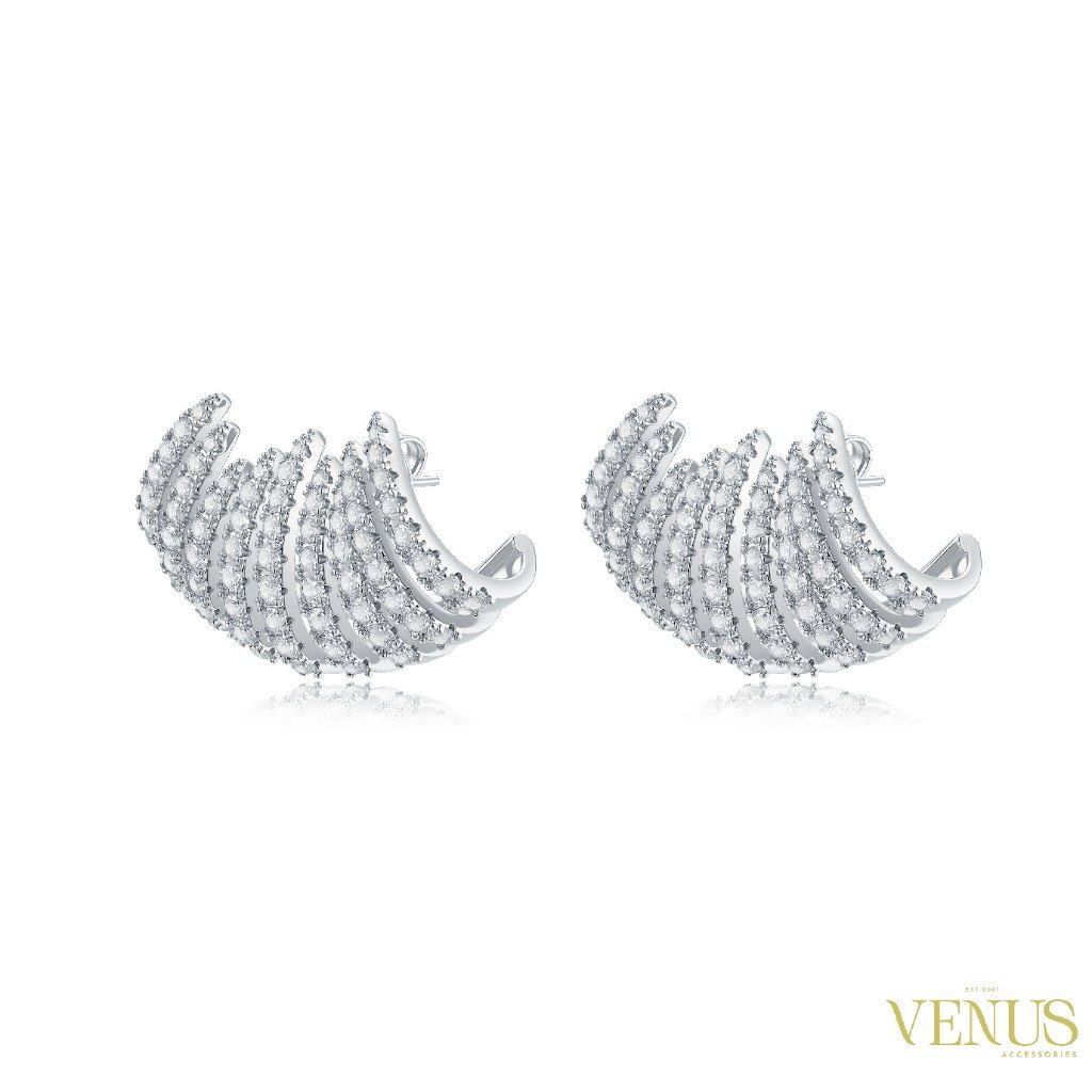 Crystal Fan Hoop Earrings