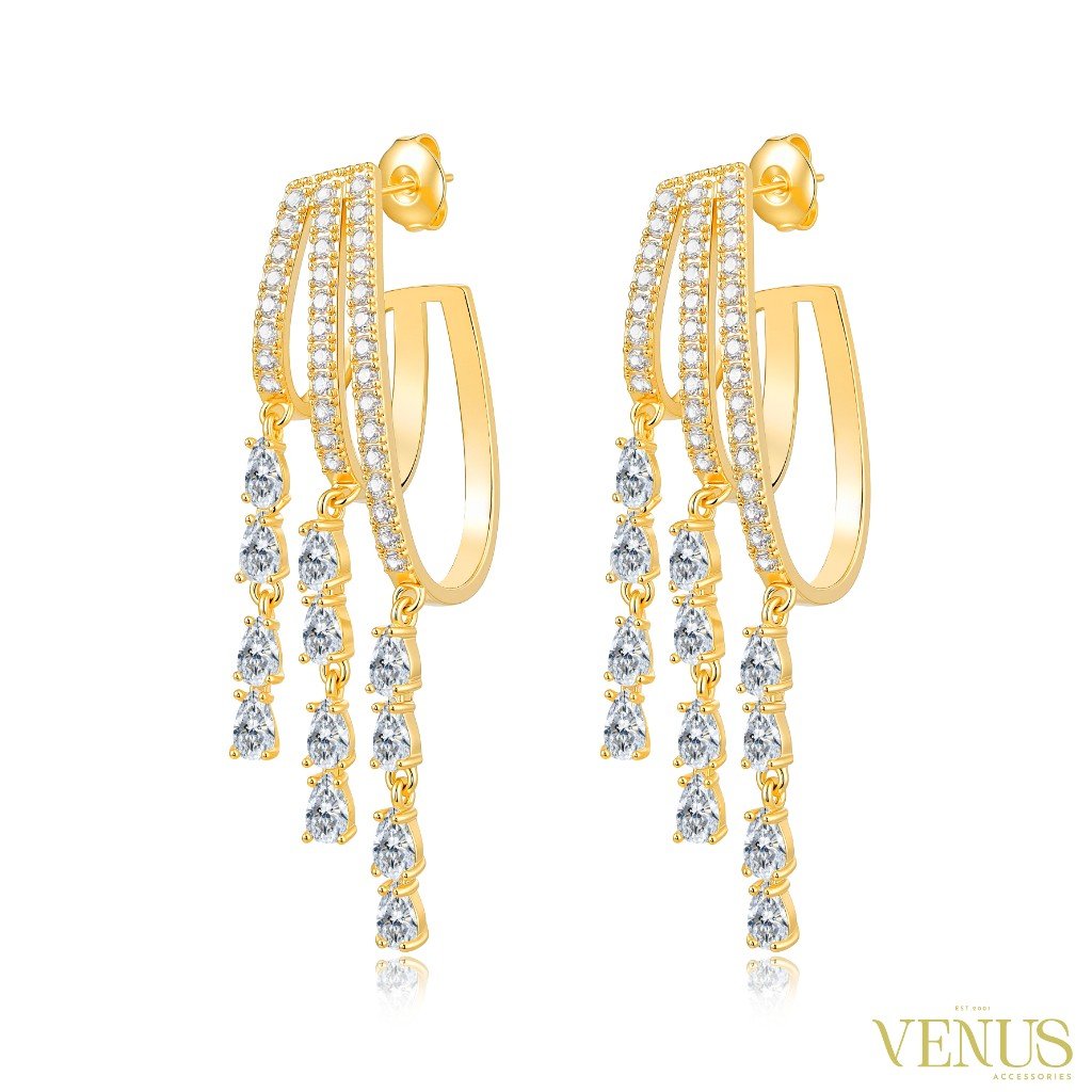 Long Crystal Chain Drop Earrings