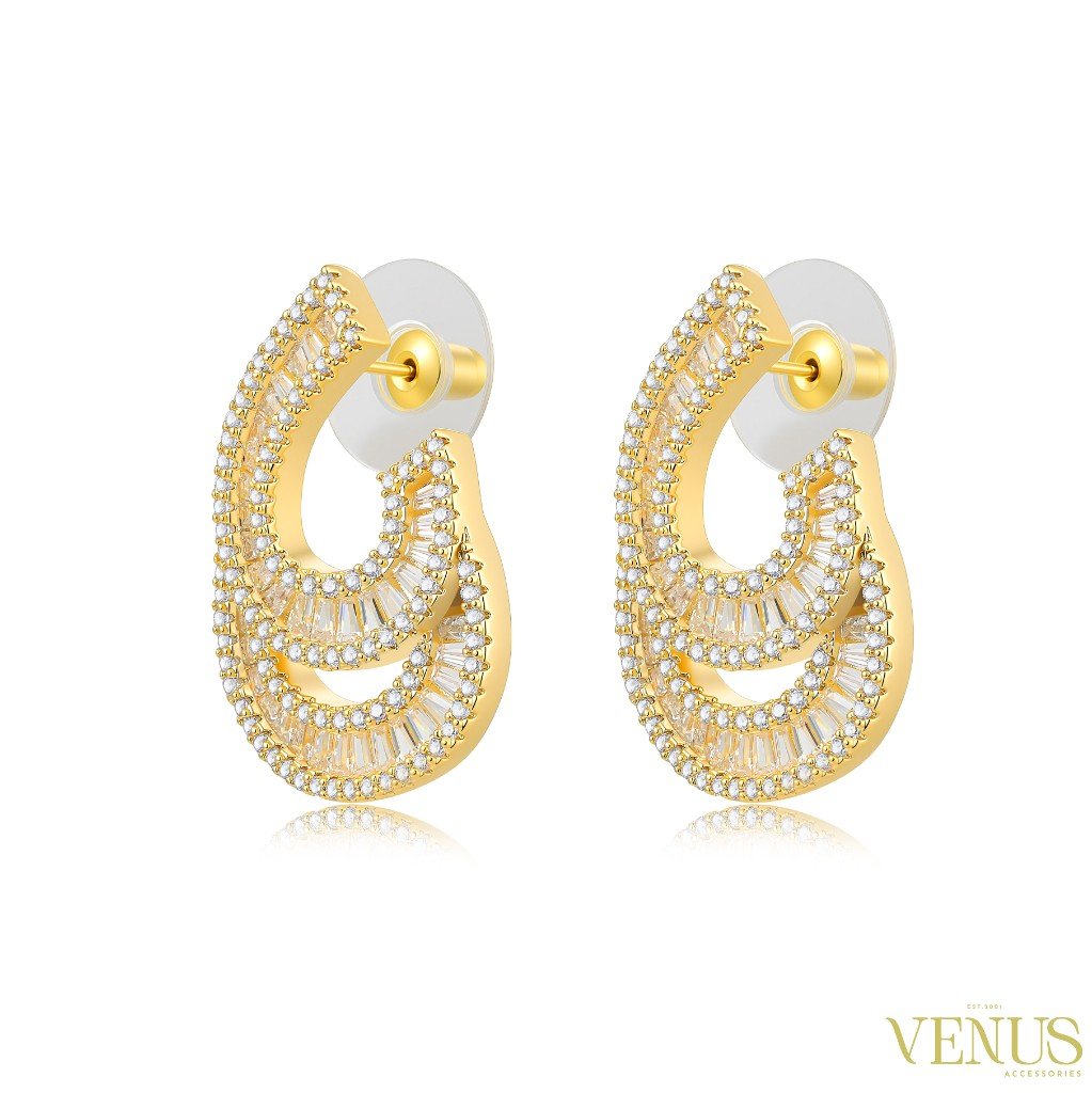 Double Layer Crystal Drop Earrings