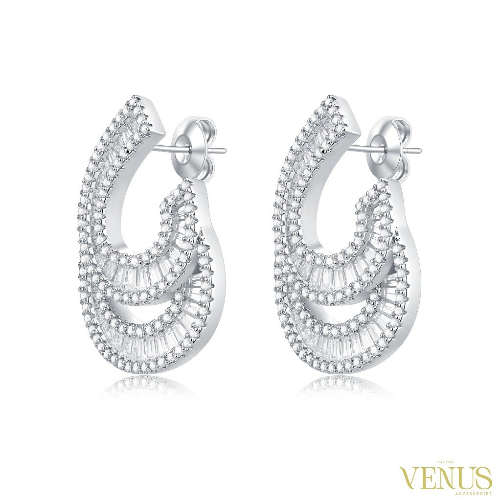 Double Layer Crystal Drop Earrings